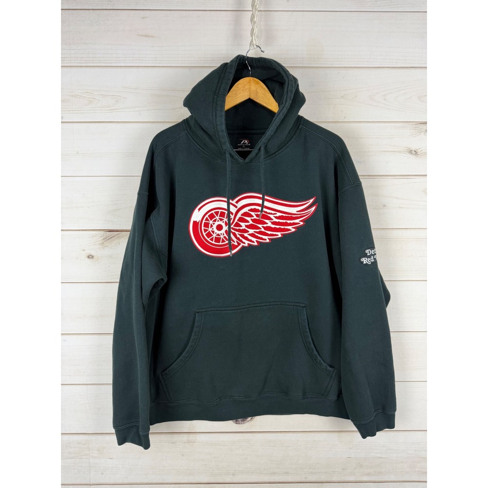 Pro Player Sweatshirt Mens XL Black Detroit Red Wings NHL Hoodie Pullover Logo